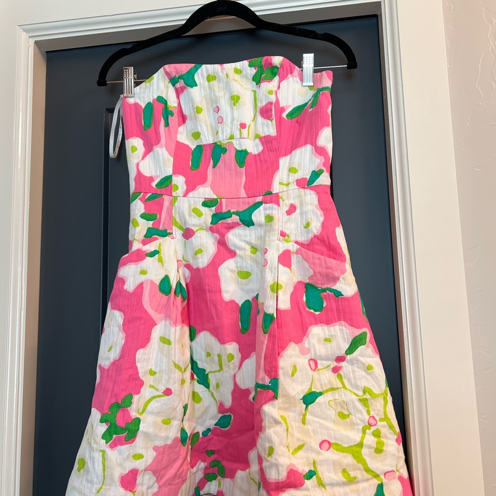Strapless Floral Sundress in Pink, White & Green